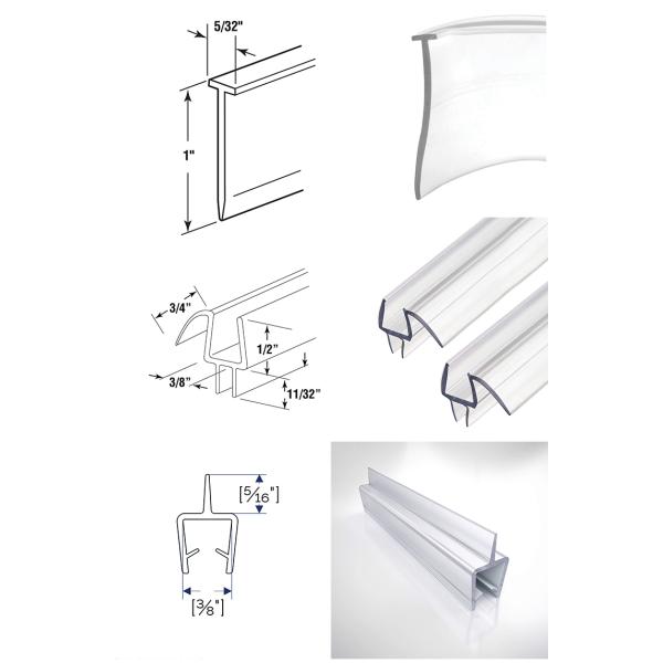 Customizable Length 2M/PC or 2.5M/PC F-shaped PVC Shower Door Glass Seal for Bathroom