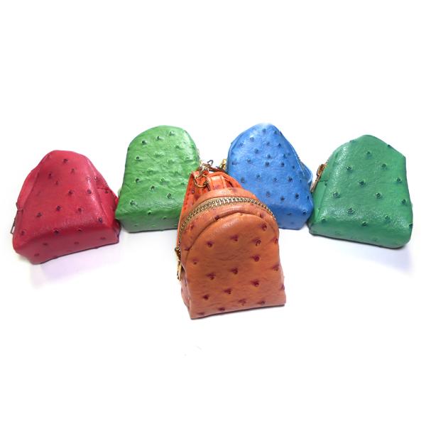 OEM 8.5x9CM Small Backpack Keychain , Antique Brass Plating Handmade Leather Keyring