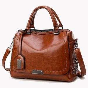 Cheap Retro Rivet Oil Wax Leather Womens Tote Bags wholesale