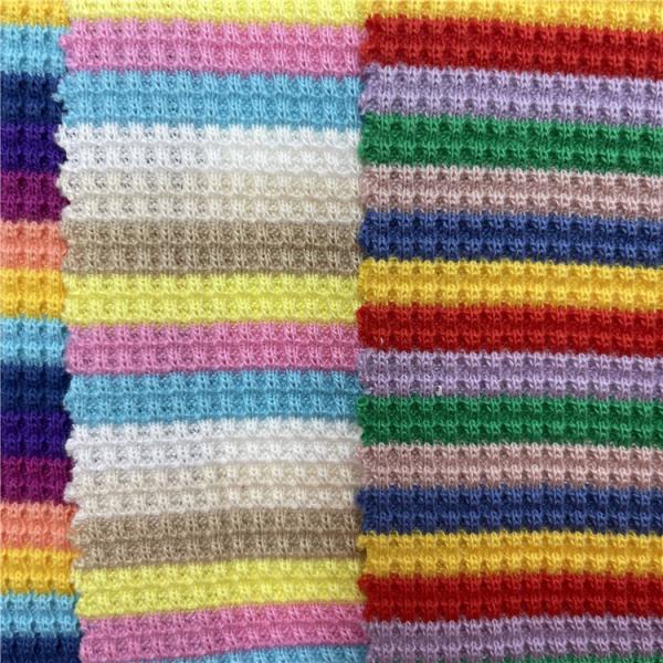 300Gsm Tie Dyed 96.5%Cotton 3.5%Spandex Waffle Knit Fabric Cotton 4 Way Stretch Waffle Stripe Knitted Fabric