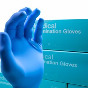 OEM Blue Latex Surgical Gloves , Disposable Latex Medical Examination Gloves