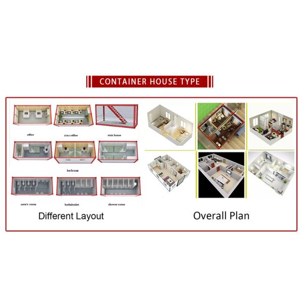 Modern Design Prefabricated Homes Steel Frame 20ft Container House with Rock Wool Panel