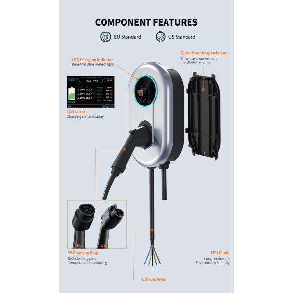 EV Charger Electric Vehicle Car Charger EVSE Wallbox APP Wifi Control 7KW 11KW 22KW
