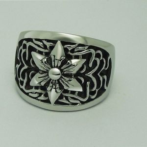 Fashion Men's Vintage Old Titanium Stainless Steel Hexagram Ring (SA336)
