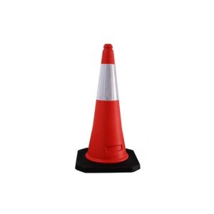 China 28 Inch Red Body Black Base PE Traffic Safety Cone on sale