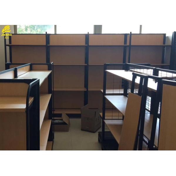 Convenience Store Wood And Metal Shelves 30kg/ Layer Load Capacity