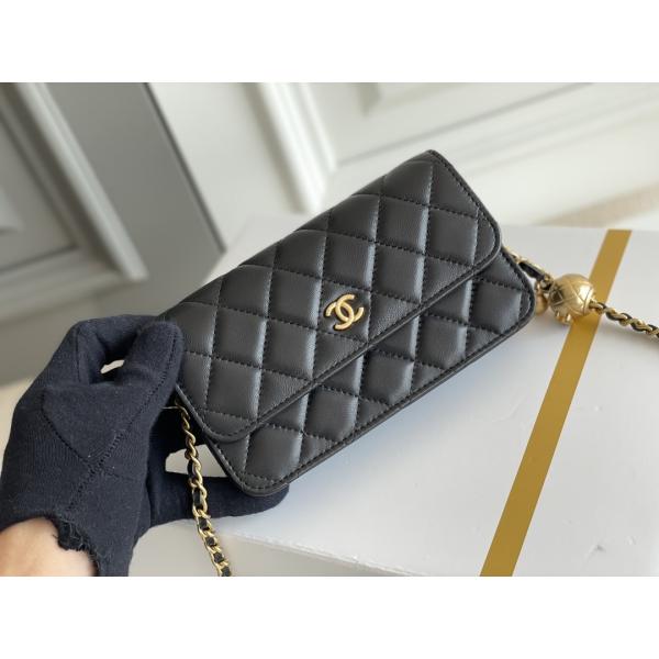 Black Mini Coco Chanel WOC Clutch Handbags Wallet On A Chain CF20