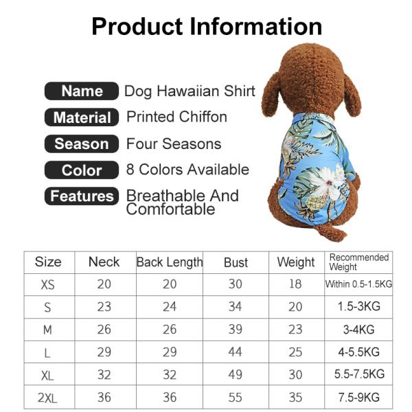 Hawaiian Style Pets Wearing Clothes French Bulldog Dog Hawaiian Shirt