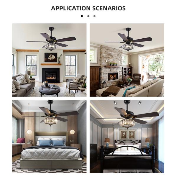 Surface Mounting 120V 65W Industrial Ceiling Fan Light / 52 Inch 5 Blade Ceiling Fan