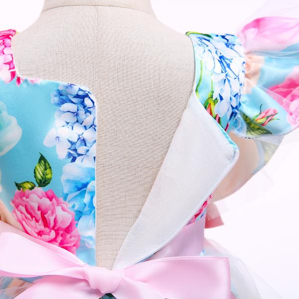 Girls Floral Print Summer Children'S Clothing Bow Dress