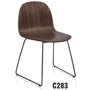 Cheap modern home metal leg bent wood dining chair furniture wholesale