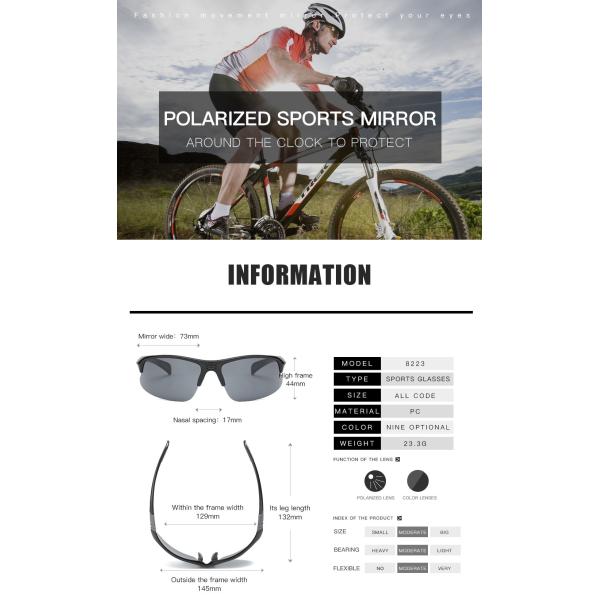 Cycling Running Sports Polarized Sunglasses Rectangle Half Rim Women Men
