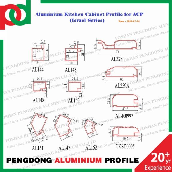 Israel Wooden color Aluminium kitchen profile