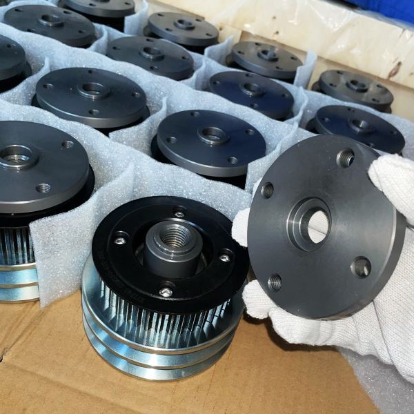 Heavy-Duty 45# Steel Synchronous Pulley, 2-Groove Precision-Machined Assembly