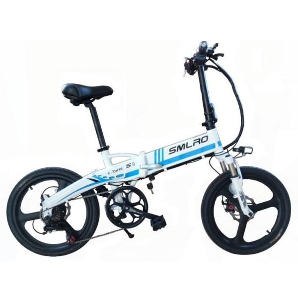 Blue Folding 20 Inch Electric Bike 48V 10AH 350W Height Adjustable