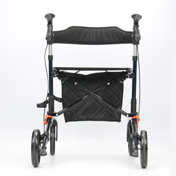 Foldable Aluminum Shopping Walker Walking Aid With Bag Crutch Place Holder Wire Brake Handle