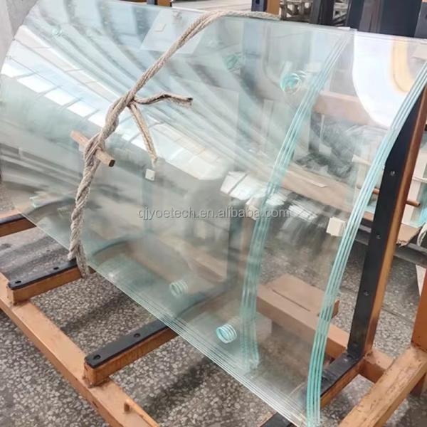 Clear Float Curved Tempered Glass With Edge Polished Silk Printing for Construction