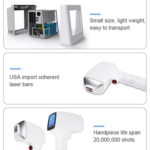 Factory price Portable Permanent Painless 3 Wavelength Diode Laser Hair Removal Machine