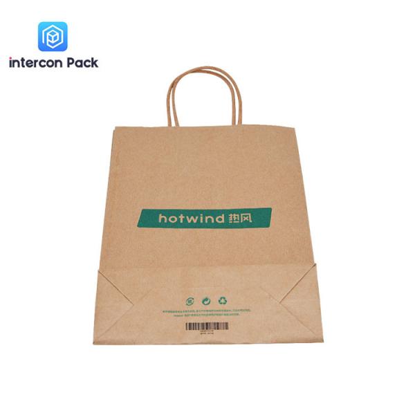 Logo Printed Promotional Shopping Bag Flexo Printing Kraft Paper Handbags