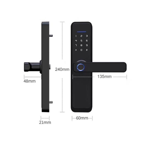 ROHS Black Tuya APP Smart Lock Push Pull Fingerprint door lock