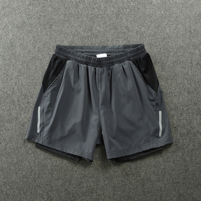 S-XXXL Men'S Athletic Clothing Black 2 piece Elastic Polyester Running Shorts