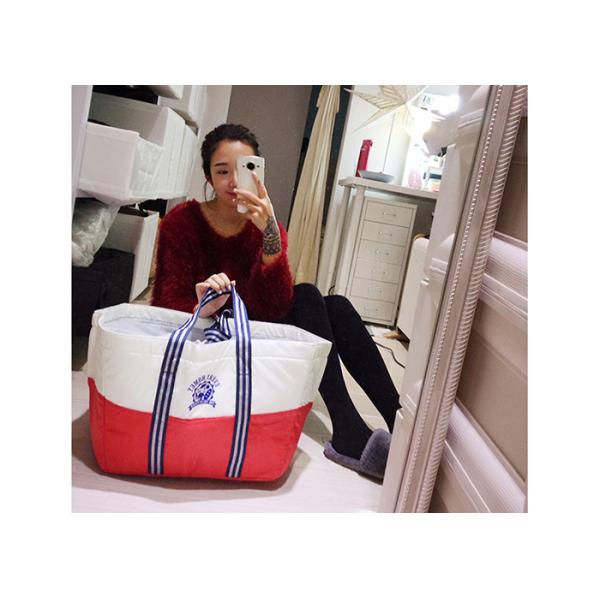 Color Stripes Canvas Tote Bags Large Capacity Inner Heat - Insulating