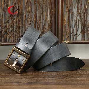 Cheap Smooth Strap Vintage Leather Belt For Men With Standard Width Zinc Alloy Buckle wholesale