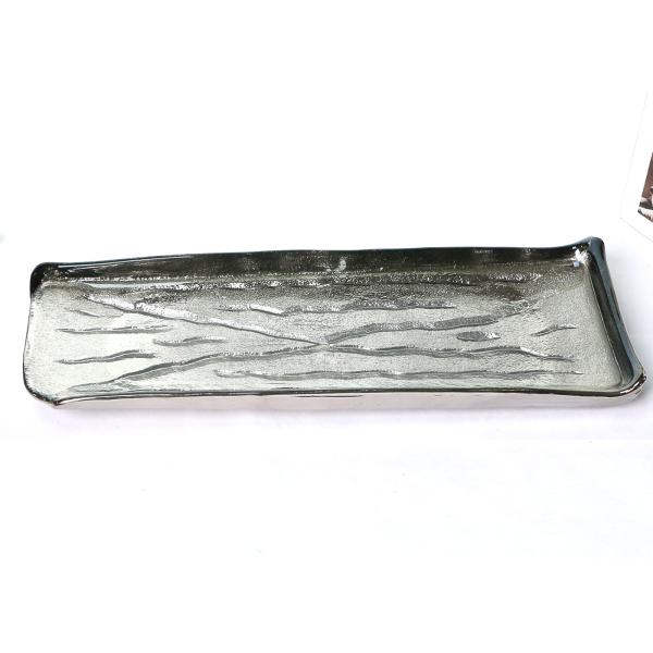 Smooth Edges Rectangle Crystal Glass Plates, Lead Free Glass Tray Saucer Dish FDA Certification