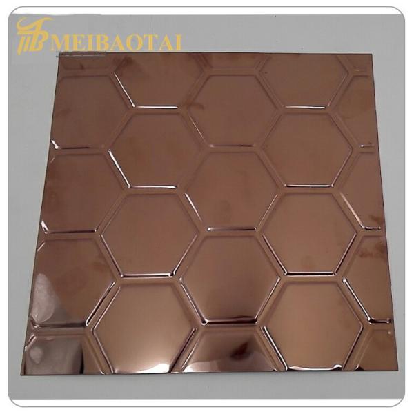 JIS Embossed Stainless Steel Sheet Rose Gold Plating 3D Decorate SS Plate 4x8 0.65mm Thk