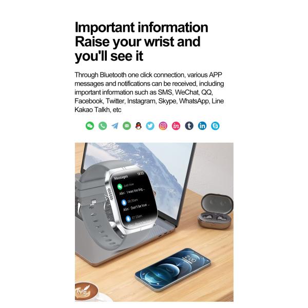 HK80 Calorie Smart Watch Music Player Smart Watch BT Call Sleep Monitoring Smartwatch IP68