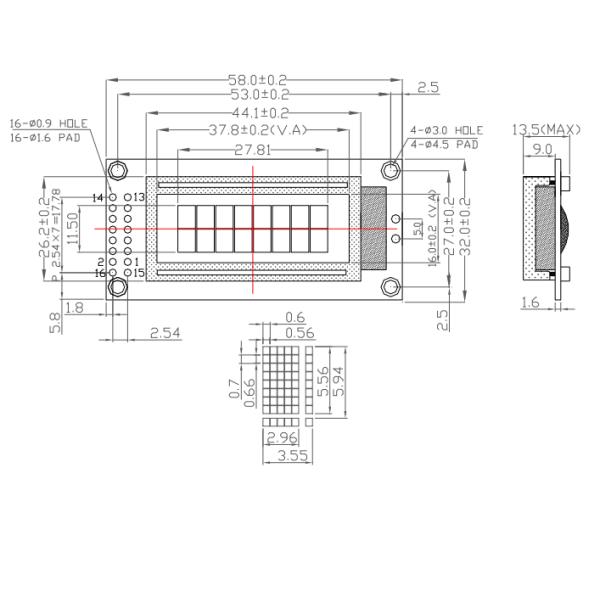 STN Yellow Green Character LCD Module ISO9001:2008 / ROHS Certificated