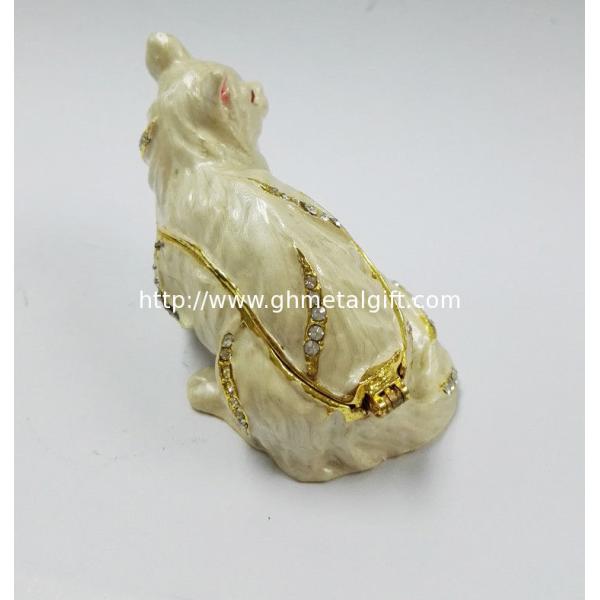 Fashion Pink Cat trinket boxes with crystal Rhinestone metal cat craft Jewelery Boxes decoration lady gift