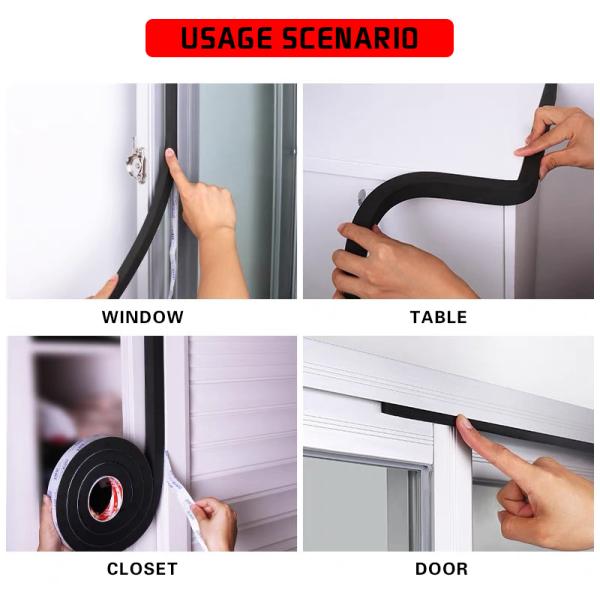 Eva Anti-slip Seal Strip Dust-proof Foam Rubber Plastic Ssound Insulation Sealing Gasket Door Windowself-adhesive Sponge Strip