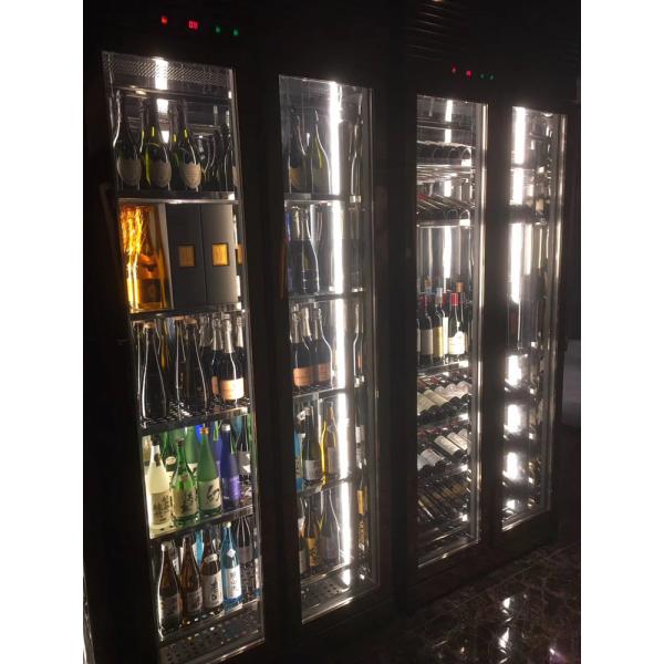 Customized Wine Display Cooler , Stainless Steel Wine Refrigerator With Led Lighting