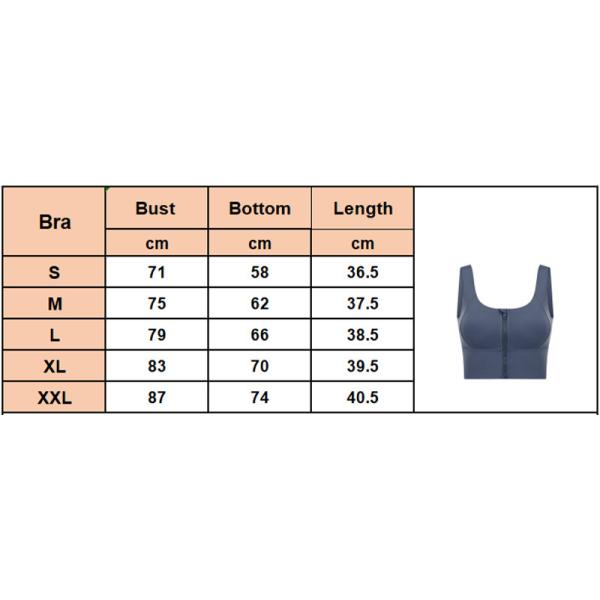 Blue Grey Gathered Women's Sports Bra Front Zip Shockproof Gym Running Fitness Crop Top