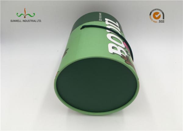Luxury custom designed recyclable rigid cardboard round cylinder with handle for wine bottles