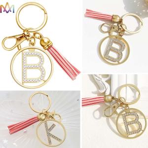 18g A-Z Alphabet Pink Tassel Personalized Stainless Steel Keychains