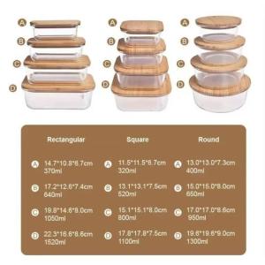 Bamboo Lid Glass Food Container - Microwave & Oven Safe