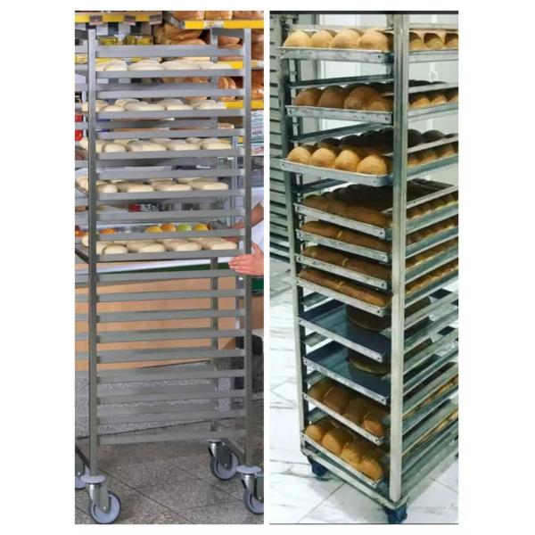Commercial kitchen tray rack trolley in use