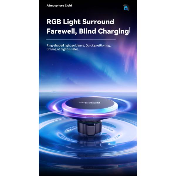 15W Wireless Charging Magnetic Car Phone Holder Essager ACPH004