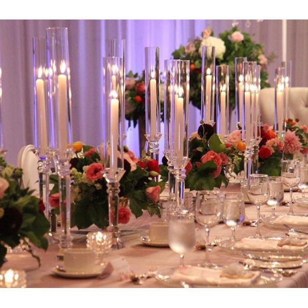 Candelabra Wedding Candle Holders Clear Crystal Candle Holder Centerpieces 50cm