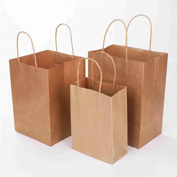 100% Eco Friendly FSC Craft Retail Kraft Paper Shopping Bags With Reinforced Handle