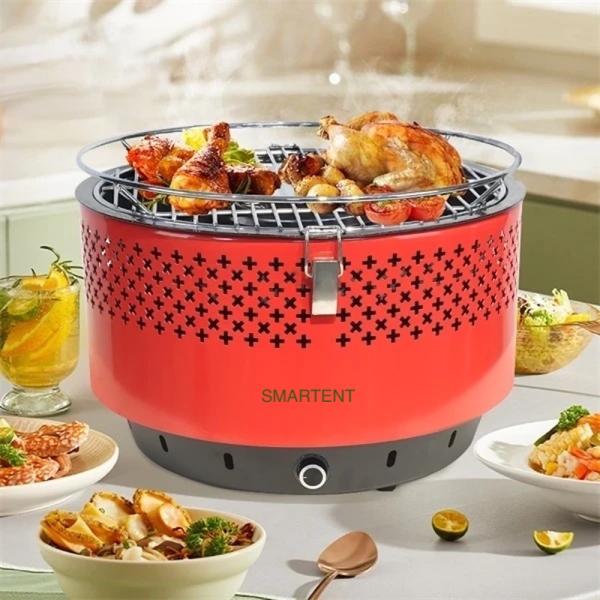 Multifunctional Tabletop Smokeless BBQ Charcoal Lotus Grill Outdoor Cool Camping 34X25.5CM