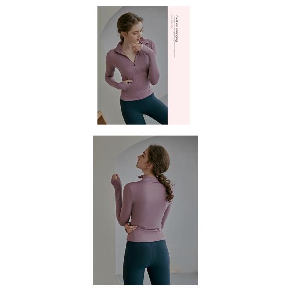 Richee 3/4 Zip Front Long Sleeve Top , Dry Fit Ladies Running Tops Long Sleeve