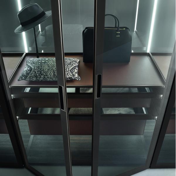 Modern Furniture Aluminum Glass Door Cabinet Glass Finish Wardrobe For Family Room