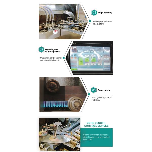 Multi-Function Automatic wafer cone making Machine 28 Mold 2 Cavities With CE