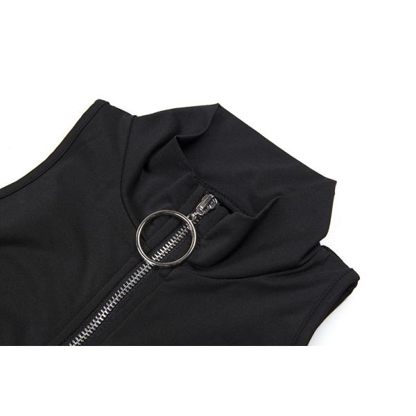 Sexy Sleeveless Bodycon Jumpsuit Turtleneck Zipper Spandex / Polyester Anti Wrinkle