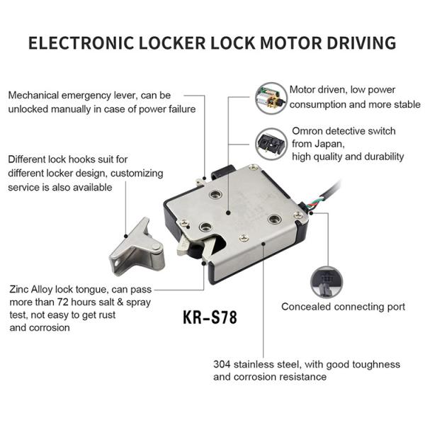 0.72W Stainless Steel Cabinet Lock , 60mA Cabinet Locker Locks