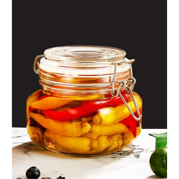 Stainless Steel Snap Airtight Glass Food Storage Canisters 700ml 500ml