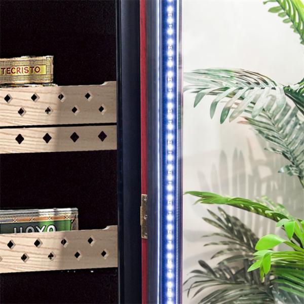 Touchscreen Lockable Glass Door Brown Wood Cabinet Cigar Cooler Humidor